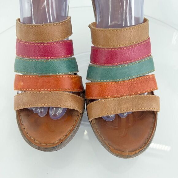 Born Women's Lumi Sandal Size 10 Wedge Platform Slide Strappy Multicolor Leather - Picture 6 of 16
